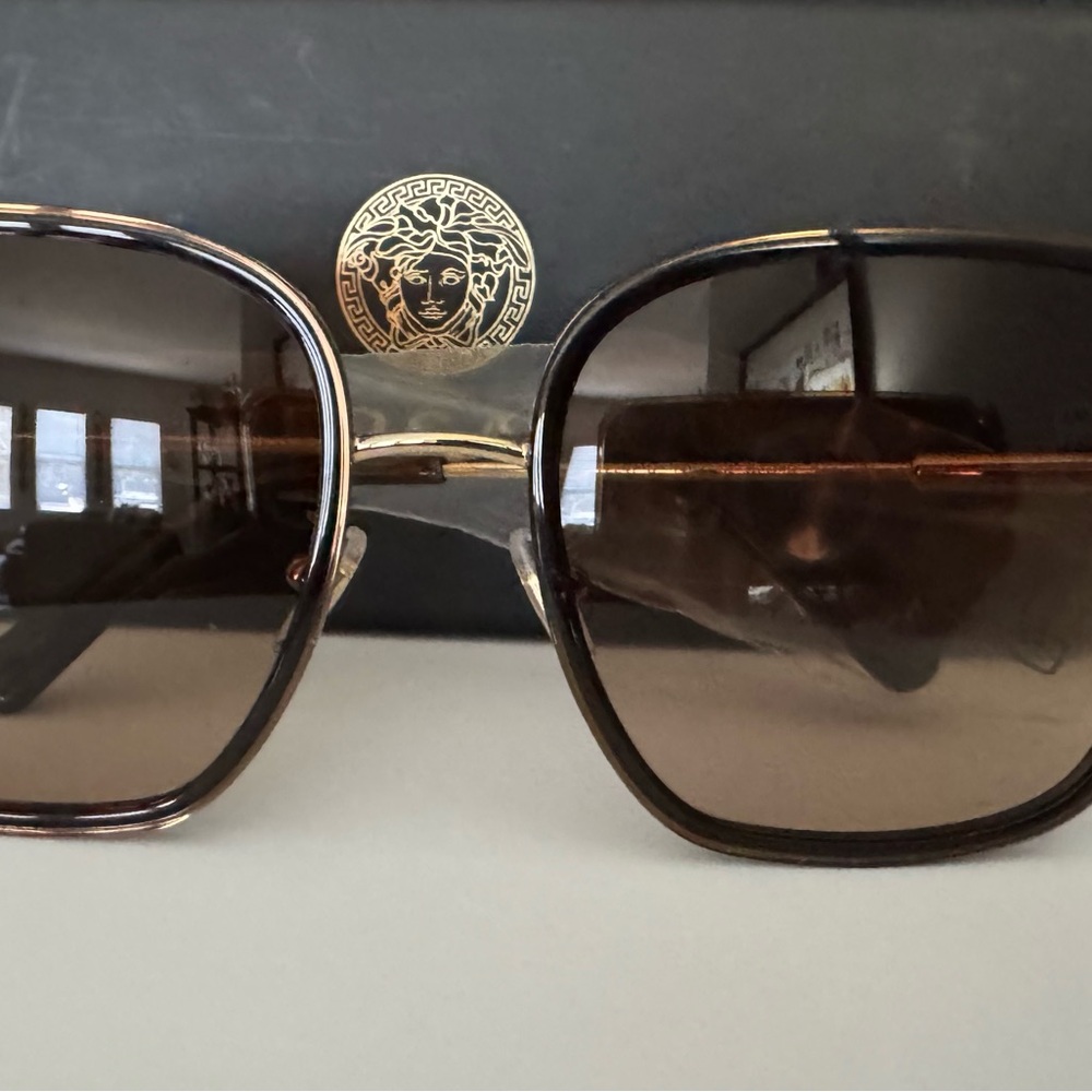 Versace Gold and Brown Sunglasses with Gradient Lenses - Picture 5 of 6